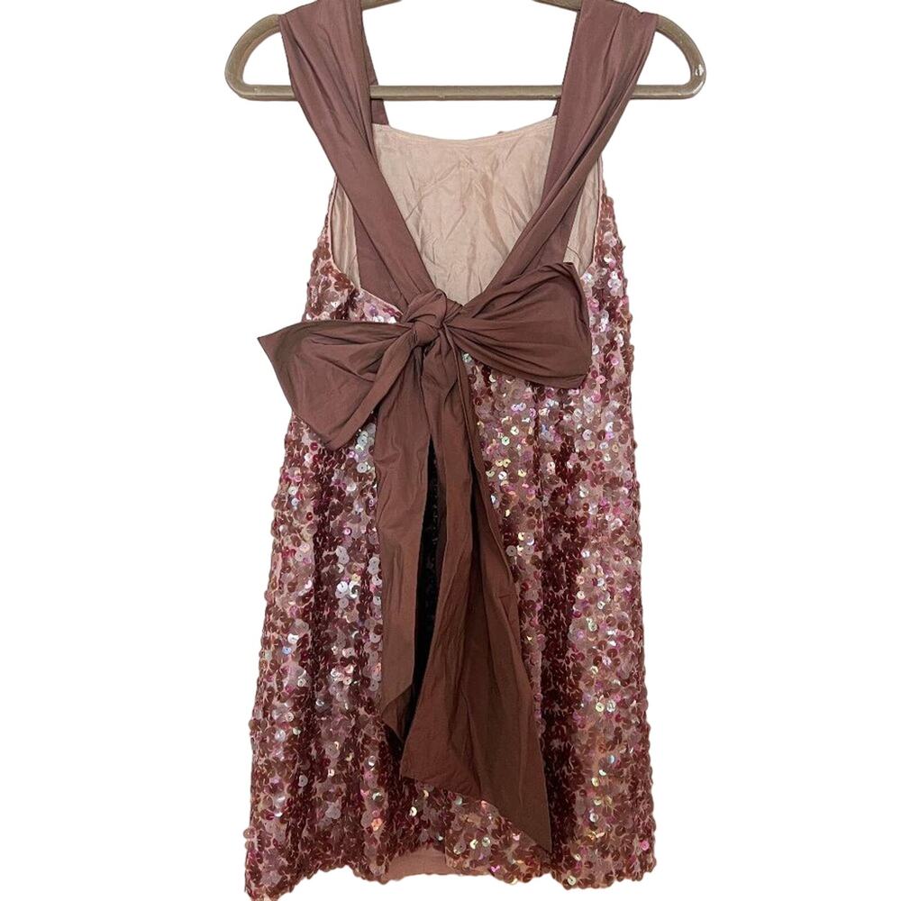 BCBGMaxAzria Rose Pink Sequin Mini Dress with Bow Back